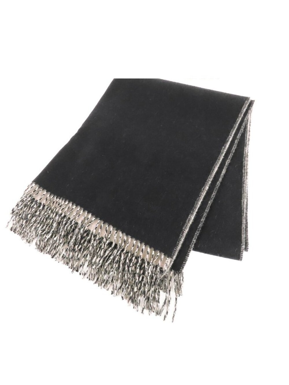 Hermes Shawl Black Beige Cashmere Scarf